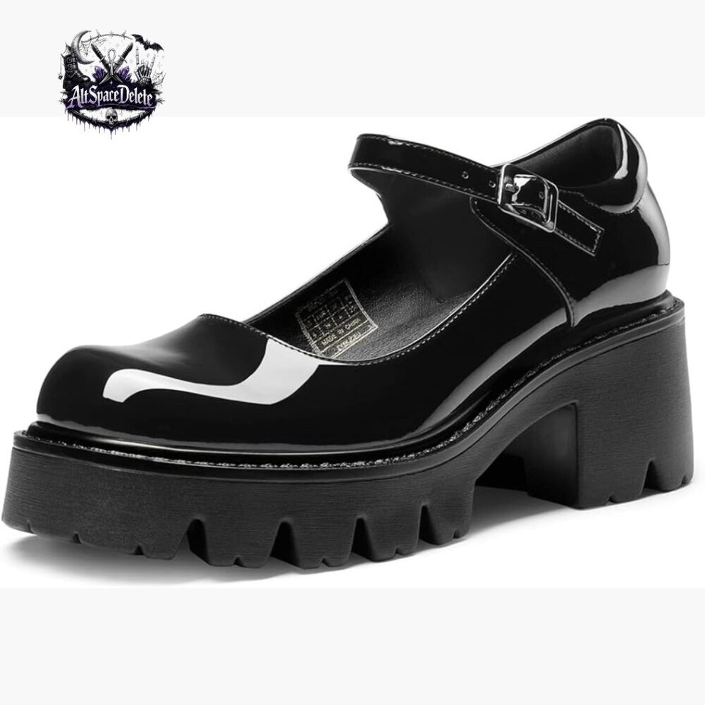 Chunky Platform Mary Jane Pumps with Ankle Strap, Low Heel Oxfords